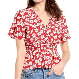 MINKPINK red and white floral top